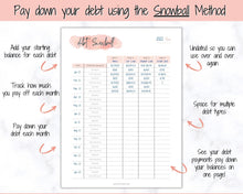 Load image into Gallery viewer, DEBT SNOWBALL TRACKER, Debt Payoff, Debt Tracker Printable, Dave Ramsey, Debt Payments, Finance Planner, Budget Planner, Debt Free Progress | Pink