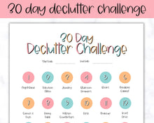 Load image into Gallery viewer, Declutter Checklist, 30 Day Challenge Printable, Cleaning Planner Schedule, De clutter your home, Spring Clean, Home Cleaning, Organization - Colorful