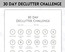 Load image into Gallery viewer, Declutter Checklist, 30 Day Challenge Printable, Cleaning Planner Schedule, De clutter your home, Spring Clean, Home Cleaning, Organization - Mono