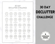 Load image into Gallery viewer, Declutter Checklist, 30 Day Challenge Printable, Cleaning Planner Schedule, De clutter your home, Spring Clean, Home Cleaning, Organization - Mono