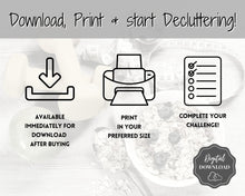 Load image into Gallery viewer, Declutter Checklist, 30 Day Challenge Printable, Cleaning Planner Schedule, De clutter your home, Spring Clean, Home Cleaning, Organization - Mono