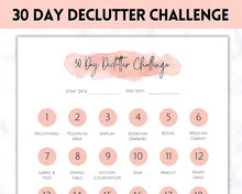 Load image into Gallery viewer, Declutter Checklist, 30 Day Challenge Printable, Cleaning Planner Schedule, De clutter your home, Spring Clean, Home Cleaning, Organization - PINK