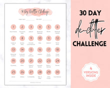 Load image into Gallery viewer, Declutter Checklist, 30 Day Challenge Printable, Cleaning Planner Schedule, De clutter your home, Spring Clean, Home Cleaning, Organization - PINK