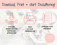 Load image into Gallery viewer, Declutter Checklist, 30 Day Challenge Printable, Cleaning Planner Schedule, De clutter your home, Spring Clean, Home Cleaning, Organization - PINK