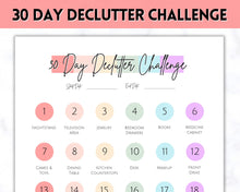 Load image into Gallery viewer, Declutter Checklist, 30 Day Challenge Printable, Cleaning Planner Schedule, De clutter your home, Spring Clean, Home Cleaning, Organization - Pastel