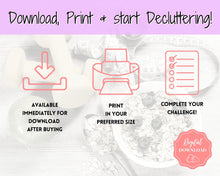 Load image into Gallery viewer, Declutter Checklist, 30 Day Challenge Printable, Cleaning Planner Schedule, De clutter your home, Spring Clean, Home Cleaning, Organization - Pastel