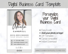 Load image into Gallery viewer, Digital Business Card Template. DIY add logo & photo! Editable Canva Design. Modern, Realtor Marketing, Real Estate, Realty Professional | Mono Style 3