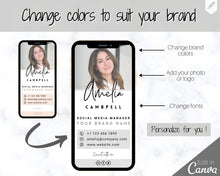 Load image into Gallery viewer, Digital Business Card Template. DIY add logo & photo! Editable Canva Design. Modern, Realtor Marketing, Real Estate, Realty Professional | Mono Style 3