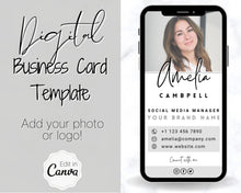 Load image into Gallery viewer, Digital Business Card Template. DIY add logo & photo! Editable Canva Design. Modern, Realtor Marketing, Real Estate, Realty Professional | Mono Style 3