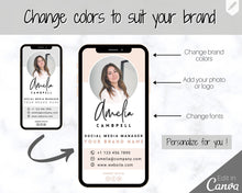 Load image into Gallery viewer, Digital Business Card Template. DIY add logo & photo! Editable Canva Design. Modern, Realtor Marketing, Real Estate, Realty Professional | Mono Style 4