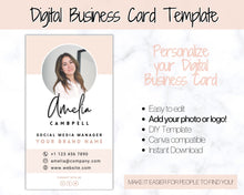 Load image into Gallery viewer, Digital Business Card Template. DIY add logo & photo! Editable Canva Design. Modern, Realtor Marketing, Real Estate, Realty Professional | Pink Style 2