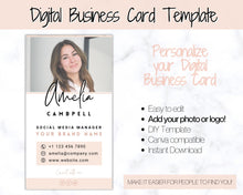 Load image into Gallery viewer, Digital Business Card Template. DIY add logo & photo! Editable Canva Design. Modern, Realtor Marketing, Real Estate, Realty Professional | Pink Style 3