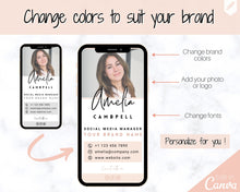 Load image into Gallery viewer, Digital Business Card Template. DIY add logo & photo! Editable Canva Design. Modern, Realtor Marketing, Real Estate, Realty Professional | Pink Style 3