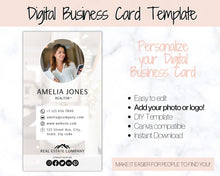Load image into Gallery viewer, Digital Business Card Template. DIY add logo & photo! Editable Canva Design. Modern, Realtor Marketing, Real Estate, Realty Professional | Pink Style 8