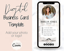Load image into Gallery viewer, Digital Business Card Template. DIY add logo & photo! Editable Canva Design. Modern, Realtor Marketing, Real Estate, Realty Professional | Pink Style 8