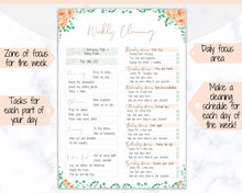 Load image into Gallery viewer, EDITABLE Cleaning Planner, FLYLADY Daily Routine, Cleaning Checklist, Cleaning Schedule, Weekly House Chore, Control Journal, Fly Lady Zones | Portrait & Landscape - Flower