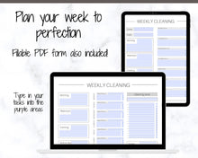 Load image into Gallery viewer, EDITABLE Cleaning Planner, FLYLADY Daily Routine, Cleaning Checklist, Cleaning Schedule, Weekly House Chore, Control Journal, Fly Lady Zones | Portrait & Landscape - Mono