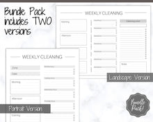 Load image into Gallery viewer, EDITABLE Cleaning Planner, FLYLADY Daily Routine, Cleaning Checklist, Cleaning Schedule, Weekly House Chore, Control Journal, Fly Lady Zones | Portrait & Landscape - Mono