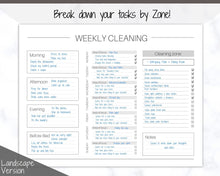 Load image into Gallery viewer, EDITABLE Cleaning Schedule, FLYLADY Daily Routine, Cleaning Checklist, Cleaning Planner, Weekly House Chore, Control Journal, Fly Lady Zones | Landscape & Portrait - Mono