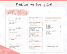 Load image into Gallery viewer, EDITABLE Cleaning Schedule, FLYLADY Daily Routine, Cleaning Checklist, Cleaning Planner, Weekly House Chore, Control Journal, Fly Lady Zones | Landscape & Portrait - Pink