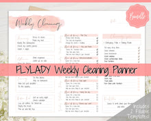 Load image into Gallery viewer, EDITABLE Cleaning Schedule, FLYLADY Daily Routine, Cleaning Checklist, Cleaning Planner, Weekly House Chore, Control Journal, Fly Lady Zones | Landscape & Portrait - Pink