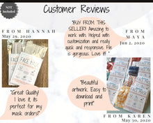 Load image into Gallery viewer, EDITABLE Face Mask Label Care Card, THANK YOU for Your Order Card, Face Mask Instructions, Business Labels, Mask Seller, Package Label Tag | Aqua Style 2