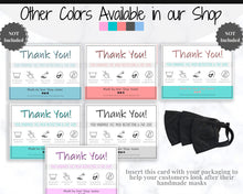 Load image into Gallery viewer, EDITABLE Face Mask Label Care Card, THANK YOU for Your Order Card, Face Mask Instructions, Business Labels, Mask Seller, Package Label Tag | Purple Style 2