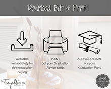 Load image into Gallery viewer, EDITABLE Graduation Advice & Wishes Card, Words of Wisdom, Advice Poster Template, Graduate Party, College, High School Grad, Class of 2022 - ADD YOUR NAME