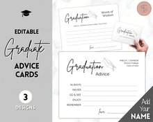 Load image into Gallery viewer, EDITABLE Graduation Advice & Wishes Card, Words of Wisdom, Advice Poster Template, Graduate Party, College, High School Grad, Class of 2022 - ADD YOUR NAME
