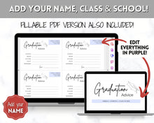 Load image into Gallery viewer, EDITABLE Graduation Advice & Wishes Card, Words of Wisdom, Advice Poster Template, Graduate Party, College, High School Grad, Class of 2022 - ADD YOUR NAME