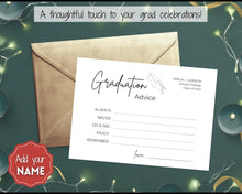 Load image into Gallery viewer, EDITABLE Graduation Advice & Wishes Card, Words of Wisdom, Advice Poster Template, Graduate Party, College, High School Grad, Class of 2022 - ADD YOUR NAME