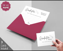 Load image into Gallery viewer, EDITABLE Graduation Advice & Wishes Card, Words of Wisdom, Advice Poster Template, Graduate Party, College, High School Grad, Class of 2022 - ADD YOUR NAME