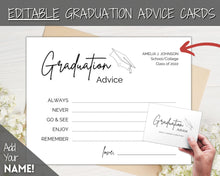Load image into Gallery viewer, EDITABLE Graduation Advice & Wishes Card, Words of Wisdom, Advice Poster Template, Graduate Party, College, High School Grad, Class of 2022 - ADD YOUR NAME