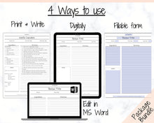 Load image into Gallery viewer, EDITABLE Recipe Book template, Recipe Sheet Template, Recipe Cards, Minimal Recipe Binder, 8.5x11 Printable Farmhouse, Food Planner Journal - No Photo Ink Free