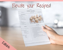 Load image into Gallery viewer, EDITABLE Recipe Book template, Recipe Sheet Template, Recipe Cards, Minimal Recipe Binder, 8.5x11 Printable Farmhouse, Food Planner Journal - Photo Ink Free