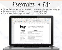 Load image into Gallery viewer, EDITABLE Recipe Card template, Recipe Template, Recipe Cards Printable, Simple, Retro, 4x6, Insert, Minimal, Sheet, Recipe Box, Sheet, Book | Style 2