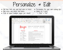 Load image into Gallery viewer, EDITABLE Recipe Card template, Recipe Template, Recipe Cards Printable, Simple, Retro, 4x6, Insert, Minimal, Sheet, Recipe Box, Sheet, Book | Style 3