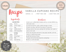 Load image into Gallery viewer, EDITABLE Recipe Card template, Recipe Template, Recipe Cards Printable, Simple, Retro, 4x6, Insert, Minimal, Sheet, Recipe Box, Sheet, Book | Style 3