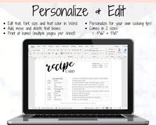 Load image into Gallery viewer, EDITABLE Recipe Card template, Recipe Template, Recipe Cards Printable, Simple, Retro, 4x6, Insert, Minimal, Sheet, Recipe Box, Sheet, Book | Style 4