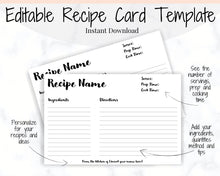 Load image into Gallery viewer, EDITABLE Recipe Card template, Recipe Template, Recipe Cards Printable, Simple, Retro, 4x6, Insert, Minimal, Sheet, Recipe Box, Sheet, Book | Style 5