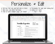 Load image into Gallery viewer, EDITABLE Recipe Card template, Recipe Template, Recipe Cards Printable, Simple, Retro, 4x6, Insert, Minimal, Sheet, Recipe Box, Sheet, Book | Style 5