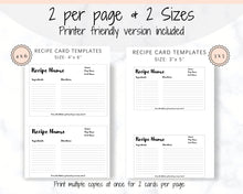Load image into Gallery viewer, EDITABLE Recipe Card template, Recipe Template, Recipe Cards Printable, Simple, Retro, 4x6, Insert, Minimal, Sheet, Recipe Box, Sheet, Book | Style 5