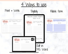 Load image into Gallery viewer, EDITABLE Recipe Card template, Recipe Template, Recipe Cards Printable, Simple, Retro, 4x6, Insert, Minimal, Sheet, Recipe Box, Sheet, Book | Style 7