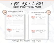 Load image into Gallery viewer, EDITABLE Recipe Card template, Recipe Template, Recipe Cards Printable, Simple, Retro, 4x6, Insert, Minimal, Sheet, Recipe Box, Sheet, Book | Style 7