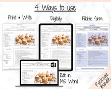 Load image into Gallery viewer, EDITABLE Recipe Sheet Template, Recipe Book template, Recipe Cards, Minimal Recipe Binder, 8.5x11 Printable Farmhouse, Food Planner Journal - Yu Font