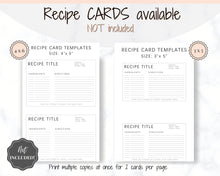 Load image into Gallery viewer, EDITABLE Recipe Sheet Template, Recipe Book template, Recipe Cards, Minimal Recipe Binder, 8.5x11 Printable Farmhouse, Food Planner Journal - Yu Font