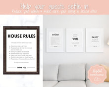 Load image into Gallery viewer, EDITABLE VRBO Vacation Rental Signs! Airbnb Template Bundle, Wifi password Sign, Welcome Book, House Rules, Airbnb Host, Check Out Signage | Bold
