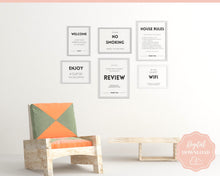 Load image into Gallery viewer, EDITABLE VRBO Vacation Rental Signs! Airbnb Template Bundle, Wifi password Sign, Welcome Book, House Rules, Airbnb Host, Check Out Signage | Bold