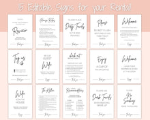 Load image into Gallery viewer, EDITABLE VRBO Vacation Rental Signs! Airbnb Template Bundle, Wifi password Sign, Welcome Book, House Rules, Airbnb Host, Check Out Signage | Brit