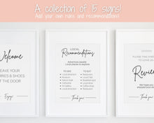 Load image into Gallery viewer, EDITABLE VRBO Vacation Rental Signs! Airbnb Template Bundle, Wifi password Sign, Welcome Book, House Rules, Airbnb Host, Check Out Signage | Brit